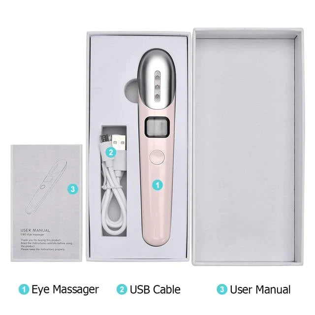 Eye Massager Wand Heat & Sonic Vibration for Dark Circles, Puffiness and Eye Fatigue Eye massager EvoFine Pink 