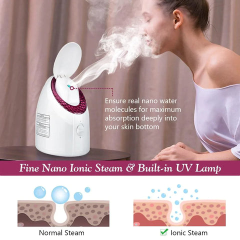 Face Steamer for Facial Deep Cleaning, Nano Ionic Warm Mist Home Facial Spa