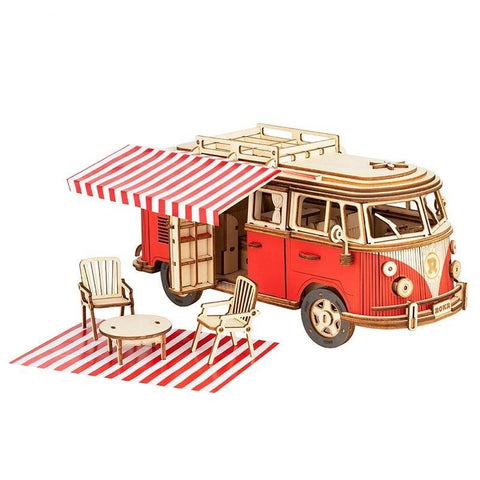 Friction Powered Cars Camper Van Wooden Puzzle 3D Miniature Car Model