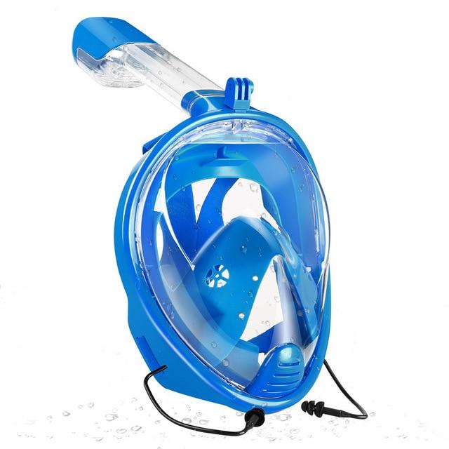 Full Face Snorkeling Mask with Detachable Camera Mount Snorkel Mask EvoFine blue diving mask L/XL 