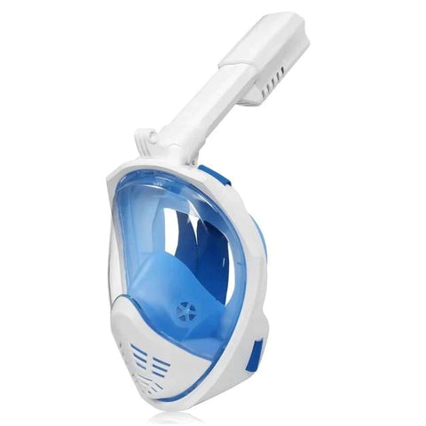 Full Face Snorkeling Mask with Detachable Camera Mount Snorkel Mask EvoFine Blue white S/M 