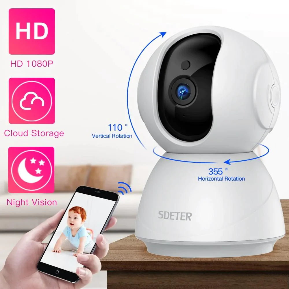 Home Security Camera Wireless Surveillance HD Plug-in Indoor WiFi Camera System