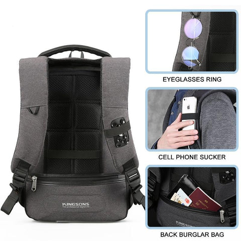 Laptop Anti theft Backpack- Password Lock & Phone Charging