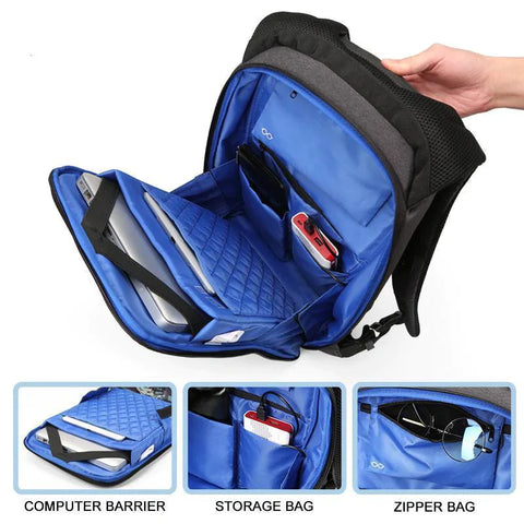 Laptop Anti theft Backpack- Password Lock & Phone Charging