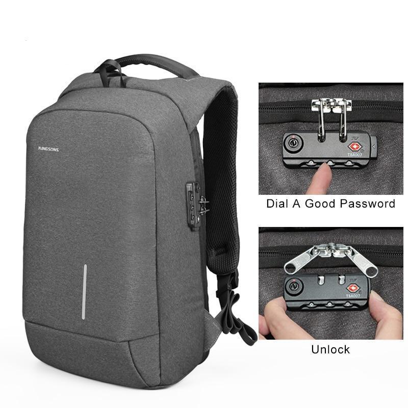 Laptop Anti theft Backpack- Password Lock & Phone Charging Evofine Dark Grey 