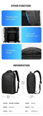 Large Capacity Travel Backpack - Anti thief Laptop Backpack With USB Port