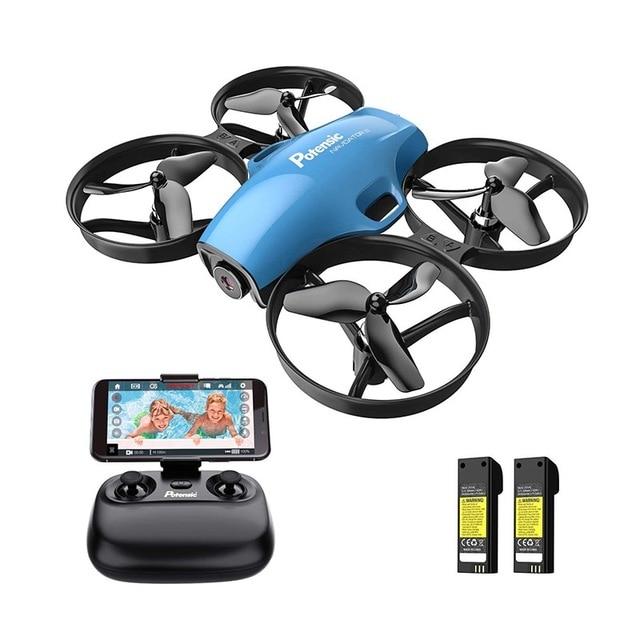 Mini Drone for Kids and Beginners with Camera, Easy to Fly Portable 720P RC FPV Drone Drone EvoFine Blue 2 Battery 