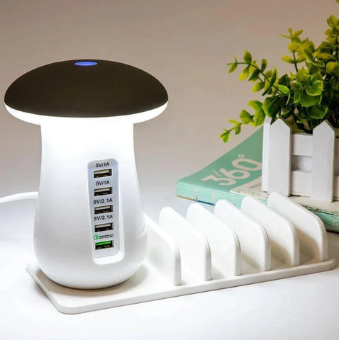 Multi Port Mushroom Led Lamp USB Charge Station