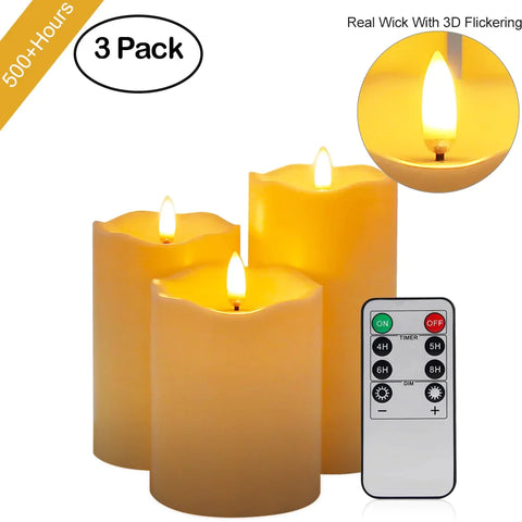 3 Piece LED Flameless Candles with Remote Control