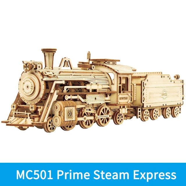 3D Wooden Puzzle Train Model Building Kits for Children Kids