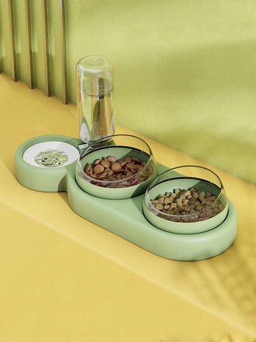 Food  and Water Bowl With Automatic Drinking Fountain