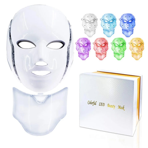 Led Face Mask Light Therapy, 7 Led Anti-Aging Light Therapy Facial Skin Care Mask