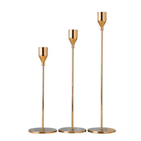 Golden Candle Holders Set of 3 for Taper Candles