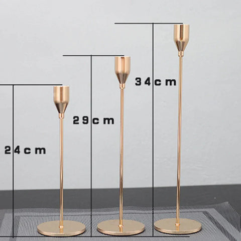 Golden Candle Holders Set of 3 for Taper Candles