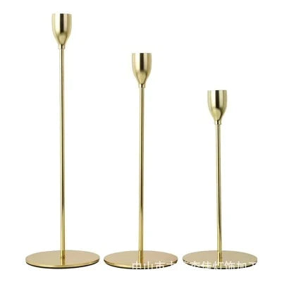 Golden Candle Holders Set of 3 for Taper Candles