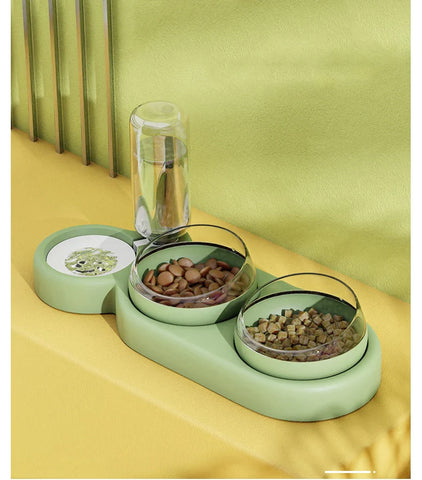 Food  and Water Bowl With Automatic Drinking Fountain