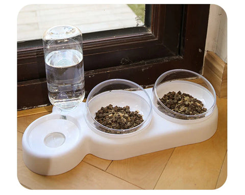 Food  and Water Bowl With Automatic Drinking Fountain