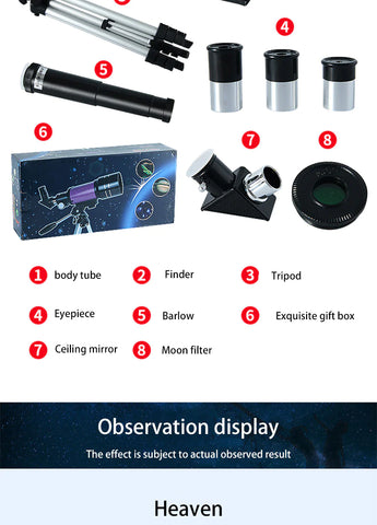 Telescope for Kids Beginners with Travel Carry Bag- Phone Adapter and Wireless Remote