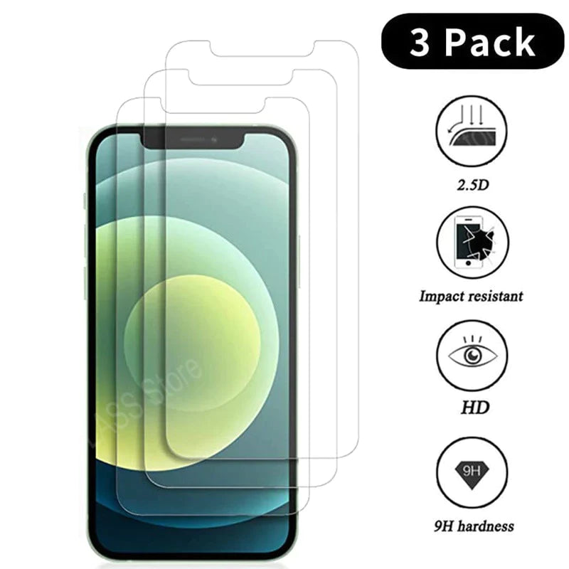 Tempered Glass iPhone Screen Protector  For iPhone  6 S 7 8 Plus 11 12 13 Mini Pro Max (3PCS)