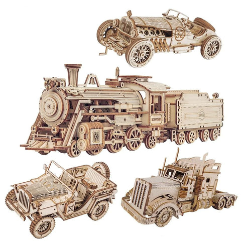 3D Wooden Puzzle Train Model Building Kits for Children Kids