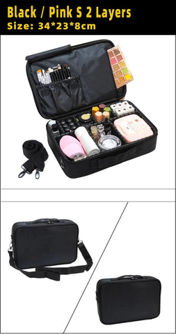 Makeup Bag Large 3 Layers for Women Travel Makeup Case