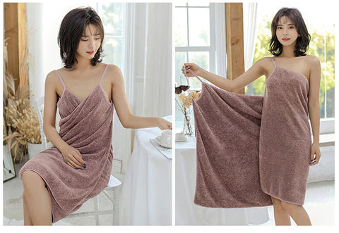 Women Microfibre Soft Cotton Bath Robe Magic Towel