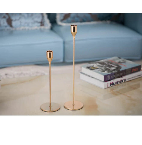 Golden Candle Holders Set of 3 for Taper Candles