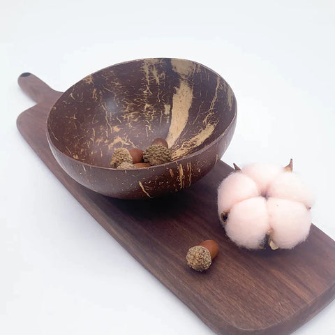 Natural Coconut Bowls with Wooden Tableware Spoons