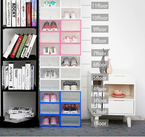 Shoe Organizer Shoe Storage | Stylish Clear Plastic Stackable Shoe Boxes