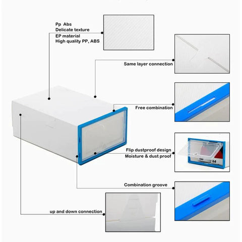 Shoe Organizer Shoe Storage | Stylish Clear Plastic Stackable Shoe Boxes