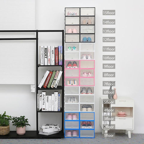 Shoe Organizer Shoe Storage | Stylish Clear Plastic Stackable Shoe Boxes