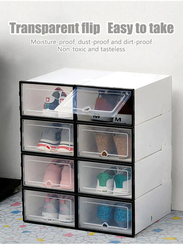 Shoe Organizer Shoe Storage | Stylish Clear Plastic Stackable Shoe Boxes