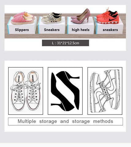 Shoe Organizer Shoe Storage | Stylish Clear Plastic Stackable Shoe Boxes
