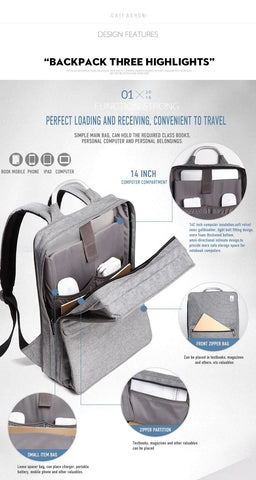 Slim Minimalism Laptop Travel Backpack - Waterproof Fashion Style Bags