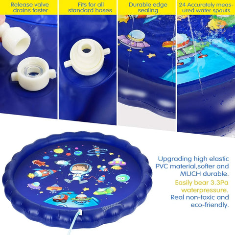 Splash Pad Sprinkler for Kids Toddlers 68" Splash Water Pad