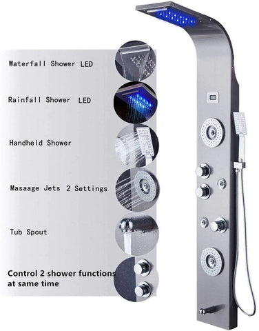 Stainless Steel Shower Panel Tower System shower faucet EvoFine 8006 Nickle C 