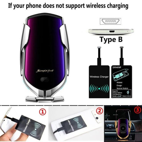 The Original Car Clamp Wireless Charging Dock Wireless Charger EvoFine Silver TYPE B 
