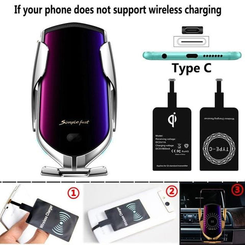 The Original Car Clamp Wireless Charging Dock Wireless Charger EvoFine Silver TYPE C 