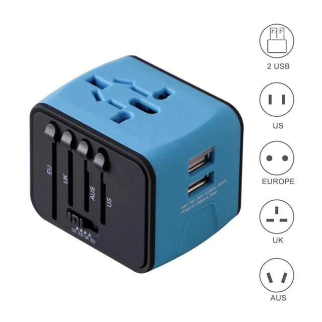 Universal Travel Adapter Evofine Blue 