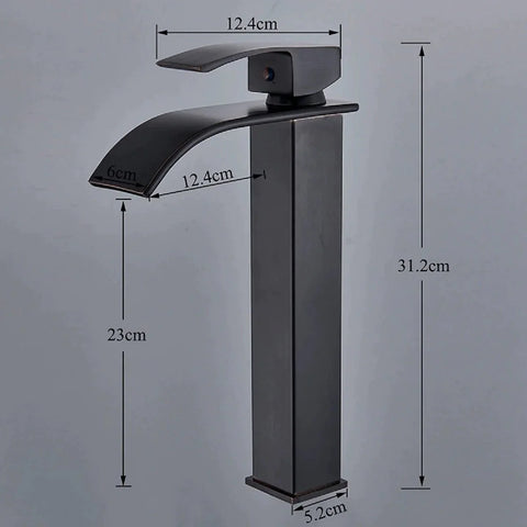 Waterfall Bathroom Vessel Basin Sink Faucet Single Handle Matte Black Tap