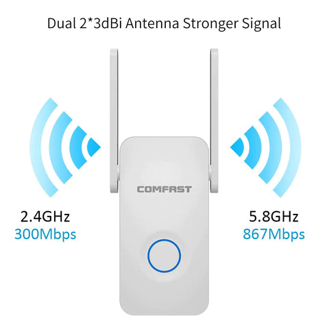 WiFi Range Extender - Up to 1200Mbps WiFi Repeater Wireless Signal Booster