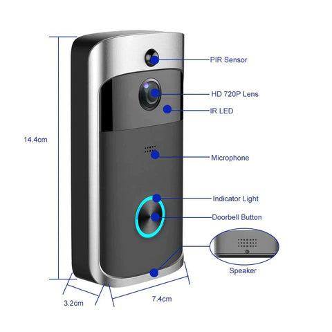 Wireless HD 720P Video Doorbell - Infrared Night Vision Motion Detection